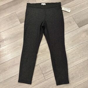 NWT Nanette Lepore Black with Silver Sparkle Pattern Pull On Pant Size Large